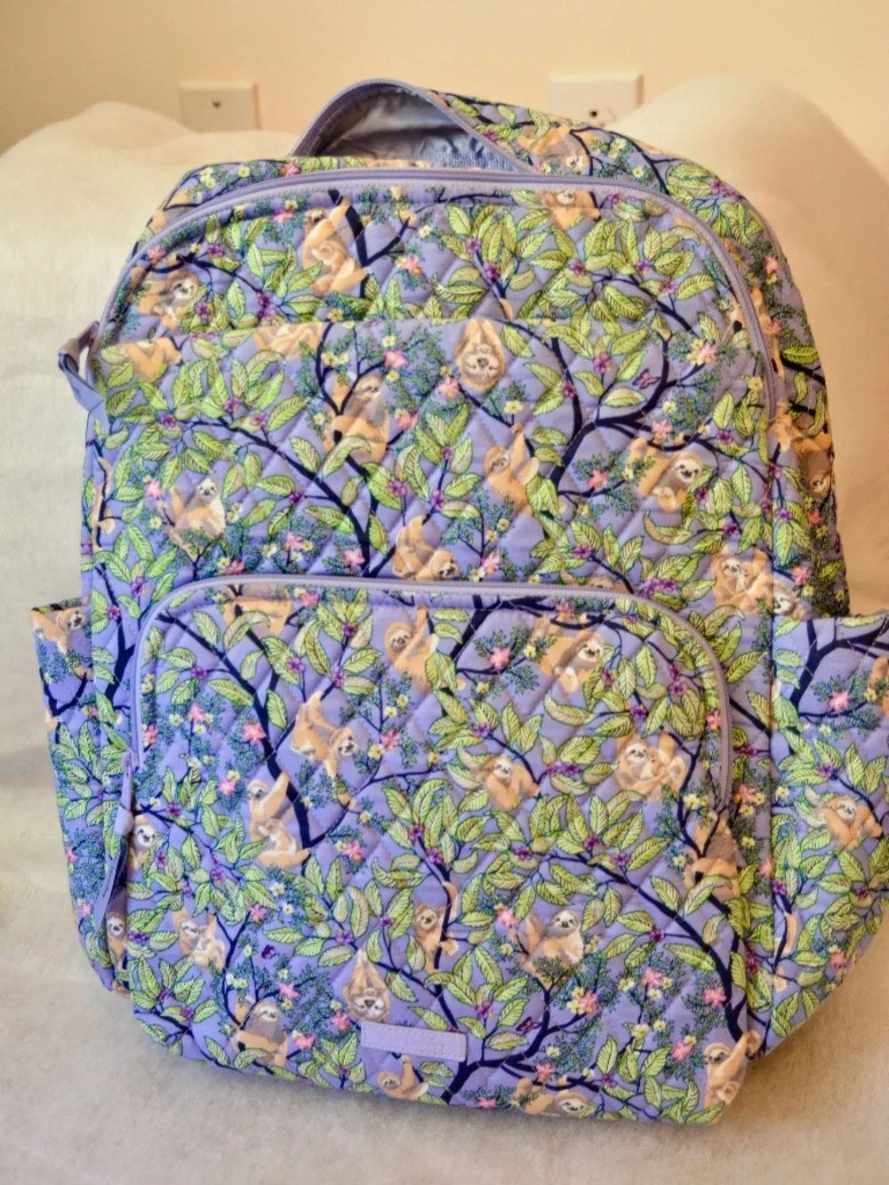 Vera Bradley Essential Lg, Backpack, Retired, Hanging Around Purple, Sloth, NWT